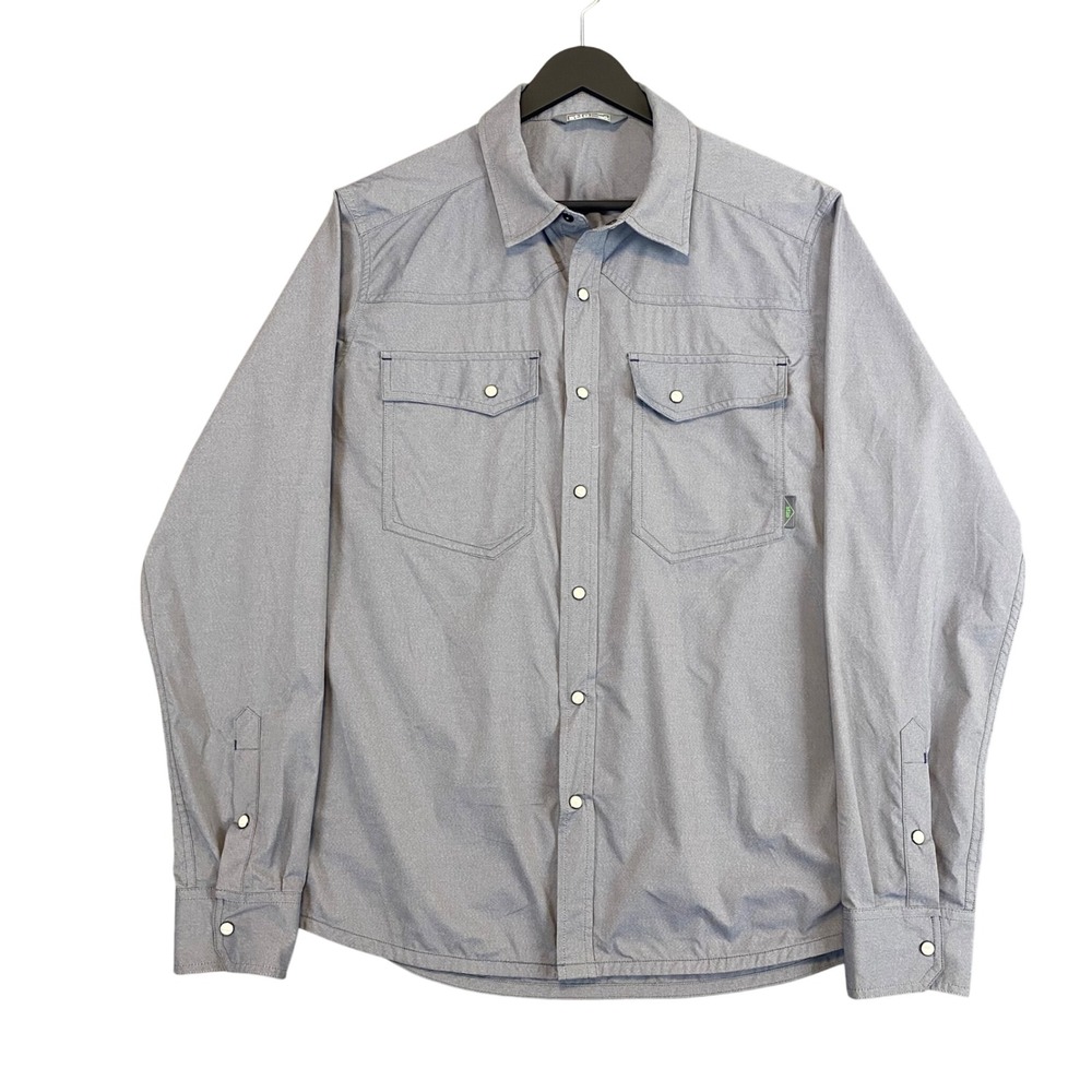 Stio Western Pearl Snap Performance Shirt Mens M Gray Fishing Outdoor Hiking